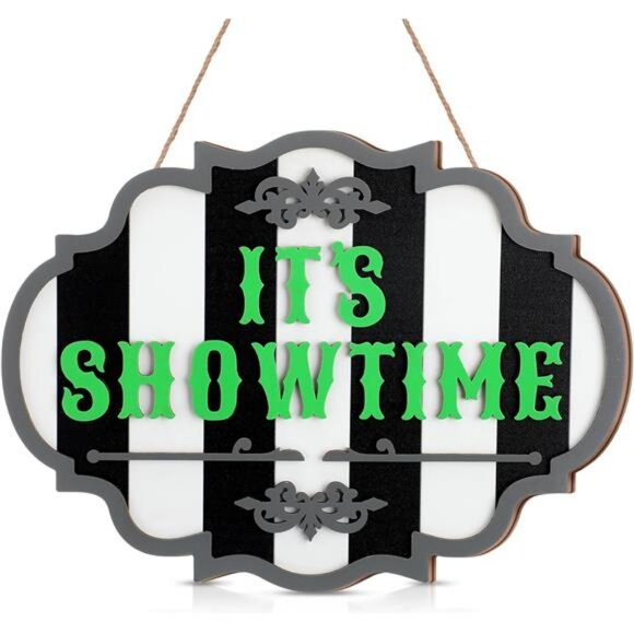 Halloween Door Sign Hanging Decoration It's Showtime Halloween - Picture 1 of 7